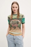 Desigual tricou AFRICA femei, culoarea verde, 25SWTKA5