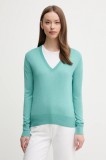 United Colors of Benetton pulover din amestec de mătase culoarea turcoaz, light, 1ZRED402L