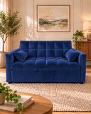 Canapea extensibila 2 locuri 140x77x90 cm Tapitata Catifea Albastra Model One (cod:25085)