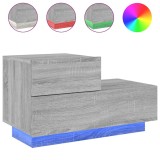 Cumpara ieftin Noptiera cu lumini LED, gri sonoma, 70x36x40,5 cm