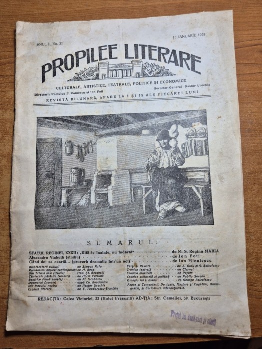 revista propilee literare - 15 ianuarie 1928 - articolul - sfatul reginei - de regina maria