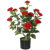 HOMCOM Plantă Artificială de Camelie 65 cm Arbore Artificial &icirc;n Ghiveci cu Flori din Mătase Realiste 116 Frunze Efect Mușchi Roșu | Aosom Romania