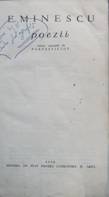 Poezii, Mihai Eminescu, editie de Perpessicius, 1958, 658 pagini, stare f buna foto