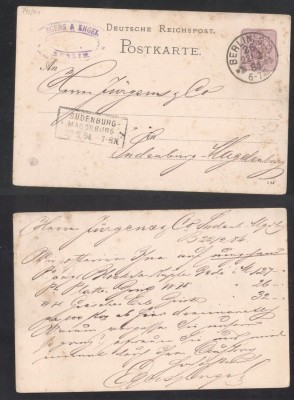 Germany Reich 1884 Old postcard postal stationery Berlin to Sudenburg DB.043 foto