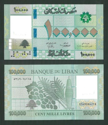 LIBAN █ bancnota █ 100000 Livres █ 2022 █ P-95e █ UNC █ necirculata foto