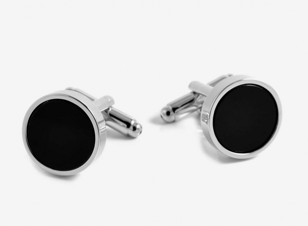 Butoni rotunzi argintiu cu negru, stil minimalist, model 10 | Okazii.ro