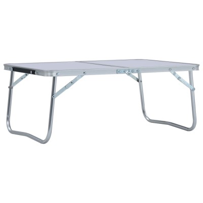 vidaXL Masă de camping pliabilă, alb, 60 x 40 cm, aluminiu foto