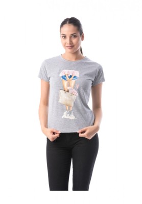 K297-18 Tricou cu maneca scurta si model colorat foto