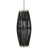 Lampă suspendată, negru, 21x50 cm, răchită, 40 W, oval, E27