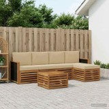 vidaXL Set de canapele de exterior cu pernă 6 pcs Natural și Bej 3384254