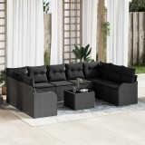 Cumpara ieftin Set de canapele pentru grădină 10 pcs Negru Rattan poli