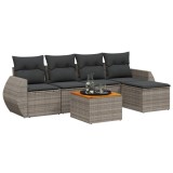 Set mobilier gradina cu perne, 6 piese, gri, poliratan