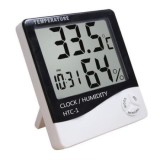 Ceas Digital cu Termometru si Higrometru HTC-1, Ecran LCD, Statie Meteo, Temperatura Umiditate, Alarma