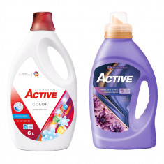 Detergent lichid pentru rufe colorate Active, 6 litri, 120 spalari + Balsam de rufe Active Summer Touch, 1.5 litri, 60 spalari