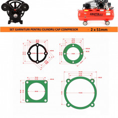 Set complet de 7 garnituri cap compresor de aer cu 2 cilindri de 51mm CH094 Mode.17(A)