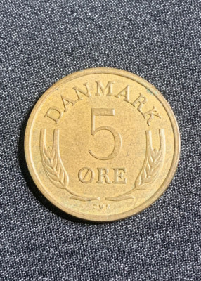 Moneda 5 ora 1970 Danemarca foto