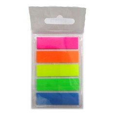 Stick Index Plastic Color EVOffice, Forma Steag, Dimensiune 44x12.7 mm, 5 Culori Neon x 20 File foto