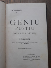 M.EMINESCU- GENIU PUSTIU, ROMAN POSTUM, 1909, A TREIA EDITIE/I.SCURTU foto