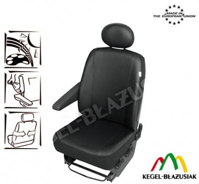 Husa auto scaun sofer microbuz imitatie piele DV1 L pentru Citroen Jumpy Fiat Scudo Ford Transit Mercedes Vito Opel Vivaro Kft Auto foto