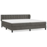 Cumpara ieftin Pat box spring cu saltea, gri inchis, 200x200 cm, catifea