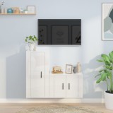 vidaXL Set dulap TV, 2 piese, alb extralucios, lemn prelucrat