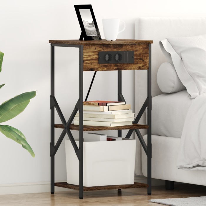 vidaXL Dulap de noapte Stejar afumat 41 x 31 x 76 cm Lemn compozit