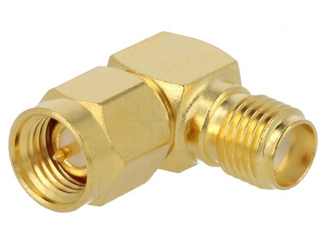 Adaptor SMA Tată-Mamă Unghi 90&deg; 50&Omega; Aurit