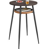 VASAGLE Masa de bar maro, 70x70x91 cm &ndash; design elegant cu piele artificiala, blat 60 cm, stabila si usor de asamblat Household NewTrend