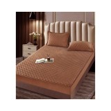 Cumpara ieftin Husa de Saltea Tip Topper cu Elastic + 2 Fete de Perna Catifea, Maro 160x200- JO991