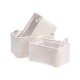 Cumpara ieftin Set 3 cosuri depozitare textil crem 30,5 x 21 x 17 cm, 33,5 x 24 x 18 cm, 36,5 x 26,5 x 20 cm