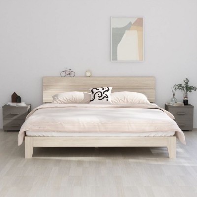 Gossi noptiere hamar, 2 buc, gri deschis, 40x35x44,5 cm, lemn masiv foto