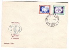 C12 - FDC Romania - Centenarul sistemului metric din Romania - LP635 - 1966