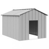 Cusca caine vidaXL, otel galvanizat, acoperis, 113x153x101 cm, gri, rezistenta intemperii, usor de curatat