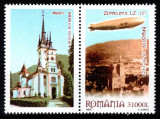 Romania 2004, LP 1652 a, Zeppelin Brasov, cu vinieta Biserica stanga, MNH! RAR!, Aviatie, Nestampilat