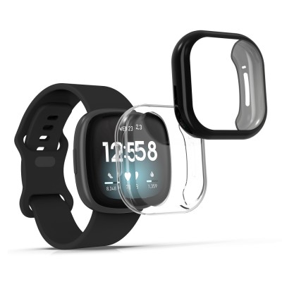 Set 2 Huse pentru Fitbit Versa 3 / Sense, Silicon, Negru, 53390.02 foto
