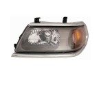 Far MITSUBISHI PAJERO/MONTERO SPORT (K90), 01.2001-12.2007, partea stanga, DEPO, tip bec H4+W21W+W5W; manual/electric; argintiu, cadru gri; fara moto