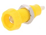 Soclu banană galben 4mm 10A 50VDC, DELTRON