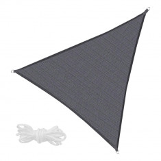 Copertina parasolar, Springos, triunghiulara, cu sfori pentru montare, geanta, inele metalice, gri inchis, 7x5x5 m