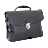 Servieta barbati piele naturala vachetta neagra laptop 15 inch, 41x12x33 cm, curea umar detasabila, fabricata in Italia