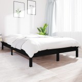 VidaXL Cadru de pat, negru, 200x200 cm, lemn masiv de pin
