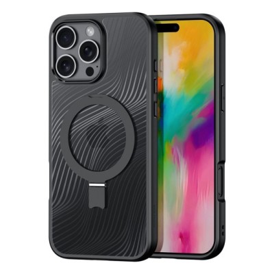 Husa pentru iPhone 16 Pro Max - Dux Ducis Aimo MagSafe Magnetic Stand - Black foto