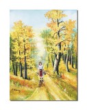 Cumpara ieftin Tablou cu tarancuta pe carare pictat manual, La zi de sarbatoare, 60x45cm ulei pe panza, gata de expus pe perete