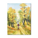 Tablou cu tarancuta pe carare pictat manual, La zi de sarbatoare, 60x45cm ulei pe panza, gata de expus pe perete