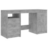 Cumpara ieftin Birou, gri beton, 140 x 50 x 76 cm, lemn prelucrat
