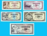 Iugoslavia SET 5x (p#87+88+89+91+92) 10+20+50+500+1000 Dinars 1978-86 UNC; (ROG CITITI DETALIILE!)