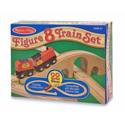 Tren lemn si Circuit 8, Melissa and Doug, 22 piese foto