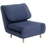 HOMCOM 2 &icirc;n 1 Fotoliu Extensibil Pat de Oaspeți, cu Pernă Reglabila &icirc;n Catifea 82 cm x 89 cm x 83 cm Albastru | Aosom Romania