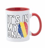 Cana Ceramica Personalizata Romania, Model 3, INOVATIX&reg;, 330ml, Maner Rosu, Cadou Universal