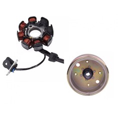 Magnetou Stator + Volanta Scuter Baotian Bautian 49cc 50cc 80cc 8 Bobine 4 FIRE