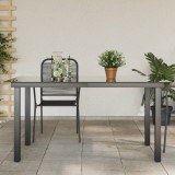VidaXL Masă de grădină, negru, 150 x 90 x 74 cm, aluminiu și sticlă